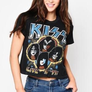 Madeworn Black Kiss Alive in ‘77 Crop Tee Sz S